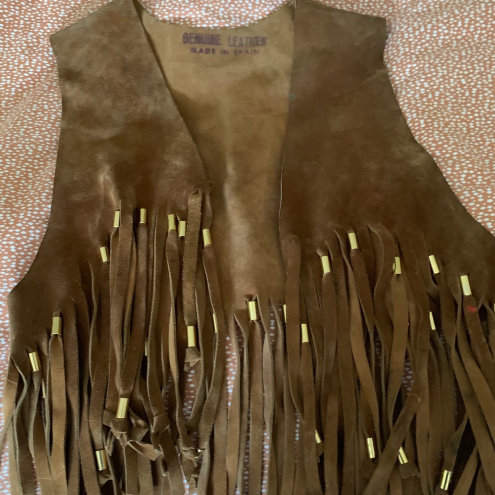 Leather fringe vest